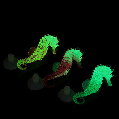 HomeSoGood 3pcs Aquarium Seahorse Decoration, Silicone Luminous Fish Tank Ornament