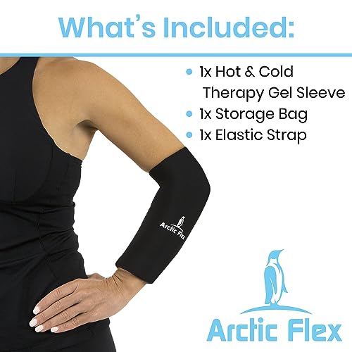 Arctic Flex Ice Sleeve for Knee, Elbow, Arm - Hot & Cold Freeze Pack Wrap for Tennis Pain Relief, Tendonitis - Gel Compression Brace for Injuries - Therapy Compress - Reusable, 360 Coverage - size: Large