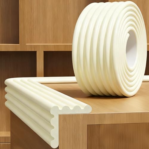 Baby Corner Guards 13.12 FT-Ultra Soft Sponge Edge & Corner Protectors,Desk Edge Cushion,for Furniture,Table,Fireplace - Safety Bumper with Strong Adhesive Tape,White,3.15 Inch Wide - color: White, size: 13.12Ft x 3.15"W x 0.31"Th