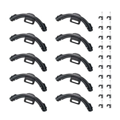 10 Pcs 3/8" - 1/2" Pex 90 Degree Elbow Plastic Tubing Bend Support With 20Pcs Half Clamp Fixture J-Hook,Elbow 90 Degree Pipe Fitting Kit Black,For 1/2 Inch Pex Tubing/Pipe Support