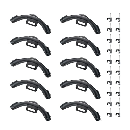 10 Pcs 3/8" - 1/2" Pex 90 Degree Elbow Plastic Tubing Bend Support With 20Pcs Half Clamp Fixture J-Hook,Elbow 90 Degree Pipe Fitting Kit Black,For 1/2 Inch Pex Tubing/Pipe Support