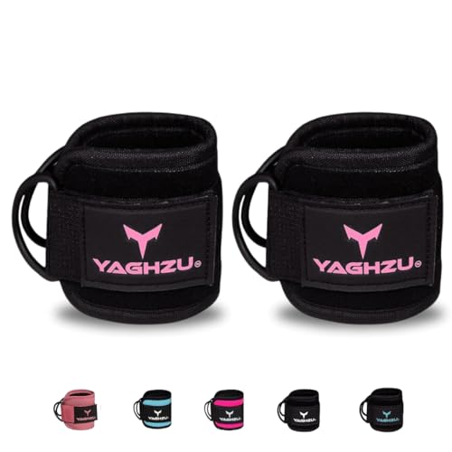 Adjustable Gym Ankle Straps for Cable Machines Women & Men, Glute Kickbacks - color: Black and Pink, size: Pair