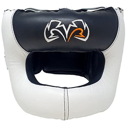 RIVAL Boxing RHGFS3 Face-Saver Sparring Headgear - Wide Eye Opening, Premium Leather, and Thermoplastic Inner Frame - color: White, size: Small-Medium