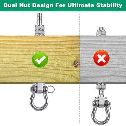 SELEWARE 2 Pcs Stainless Steel Bearing Swing Hangers Heavy Duty Swing Hooks | 5" x M2/5" Swing Bolt for Wood and Steel Beam, Swing Sets Hardware for Hammock, Yoga, Porch Swing, Heavy Bag, 1500LB Capacity - color: 2 Pack Bearing Hangers (5" X M2/5" Threade