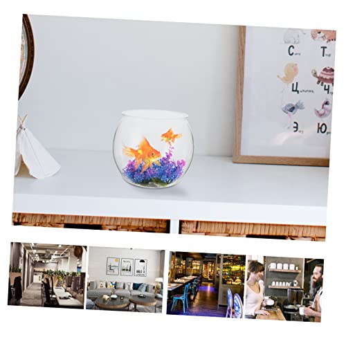Transparent Fish Tank 7.87X7.87X6.69In Plastic Fish Bowl for Small Pets Goldfish Turtle Desktop Aquarium Micro Landscape Container Decorative Tank