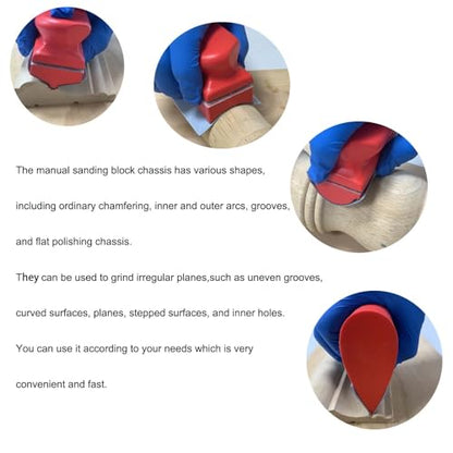 Hand Sanding Block Set of 16,Interchangeable Assorted Contoured Profile Sanding Pad Kit,Hook and Loop Abrasive Sanding Chassis for Sand Wood Furniture, Auto Paint and Crafts,Red - size: Sanding Block, style: Red(16PCS)