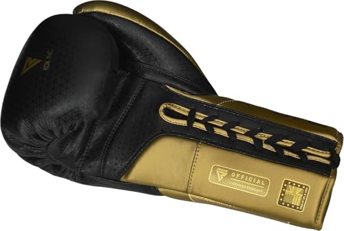 RDX Professional Boxing Gloves, Mark PRO Lace-Up Competition Gloves, Super Skin Maya Hide Leather, Padded Wrist Support, Multi-Layered, Traditional Extra Long Laces for Firm Secure Fit