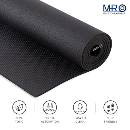MRO Extra Large Exercise Mat 12'x7'/9'x7'/7'x7'/7'x5'(7mm) - color: Black, size: 7*9 FT