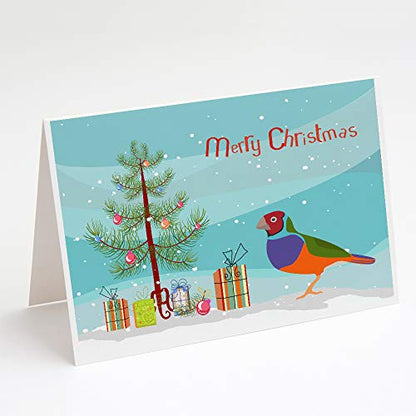Caroline's Treasures CK4486GCA7P Amadina Merry Christmas Greeting Cards and Envelopes Pack of 8 Blank Cards with Envelopes Whimsical A7 Size 5x7 Blank Note Cards - style: Birds - Amadina