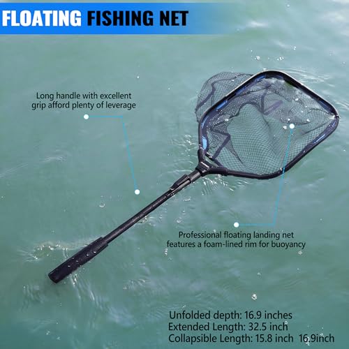 PLUSINNO Fishing Gear,Fishing Backpack with Floating Fishing Net,Tackle Boxes,Waterproof Fishing Tackle Bag,Fishing Gifts for Men