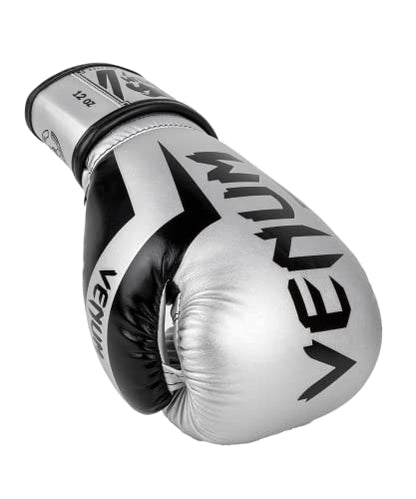 Venum Elite Boxing Gloves - color: Silver/Black, size: 12-Ounce