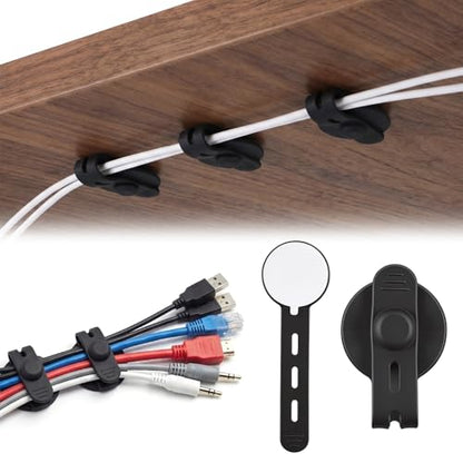 12PCS Cable Management Clips, Silicone Desk Wire Management, Reusable Cable Holders, Adhesive Cable Clips for Desk, for Organizing Wires in Family Bedrooms and Offices