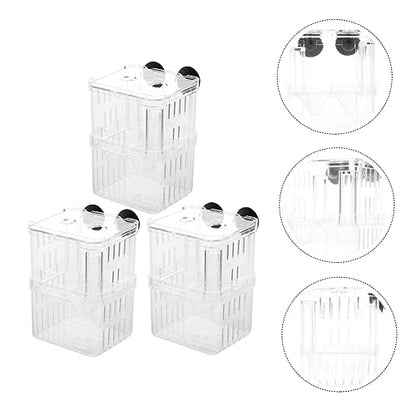 POPETPOP 3pcs Fish Breeding Box Double Isolation Aquarium Box for Small Fish Fry Shrimp Suction Cup Design for Easy Installation Safe Separation
