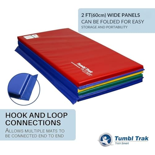 Tumbl Trak Gymnastics Folding Tumbling Panel Mat - color: Primary Rainbow, size: 4'x6'x1.38"
