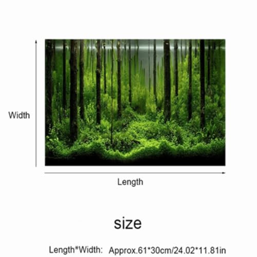 24In Self-Adhesive PVC Aquarium Background Easy Install Decor Paper Water Proof Fish Tank Backdrop with Vivid Underwater Forest Design