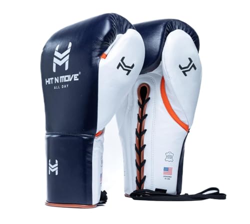 HIT N MOVE All Day Pro Balance Sparring and Bag Boxing Gloves LACE UP, Boxing Gloves Men & Women, Boxing Equipment, Sparring & Bag Gloves for Boxing, Kickboxing, Muay Thai, MMA - color: Deep Blue, size: 12 OZ