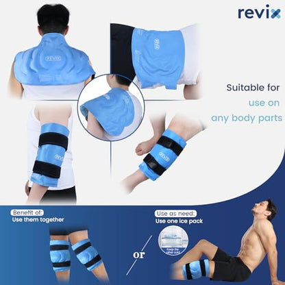 REVIX 20" XXXL Ice Knee Wrap, Extra Large Reusable Cold Compress, 2 Packs - style: Blue-2 Packs