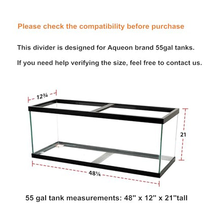 Acrylic Aquarium Divider Kit 5.5/10 / 20L / 20H / 29 / 40B / 55/75 / 125gal Fish Tank with Suction Cups - size: 55gal Aqueon