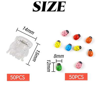 GXXMEI 50PCS Orchid Clips with 50PCS Self-Adhesive Mini Ladybugs Plant Clips Orchid Support Clips Vine Clips Plant Clips for Support Flower Orchid Vine