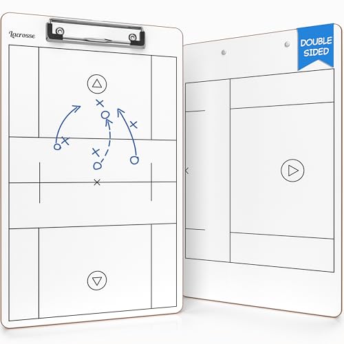 SCRIBBLEDO Lacrosse Dry Erase White Board for Coaches 15x9 Double Sided Coaching Clipboard with Field Diagram Lineup Sheet and Score Tracker for Games and Practice