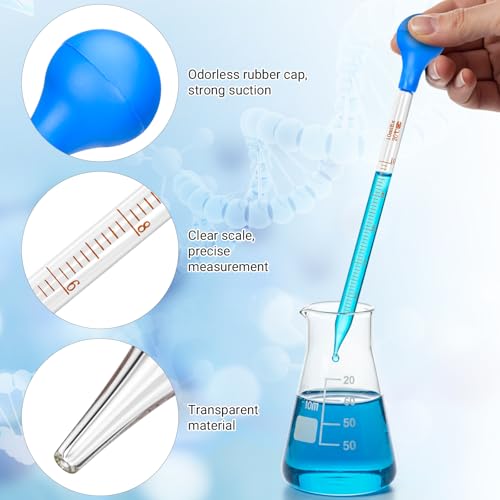 6 Pieces Glass Pipettes 10ml 5ml 3ml 2ml 1ml 0.5ml Glass Graduated Dropper Pipette for School, Students, Transfer for Liquid Essential Oil - style: 6 Pieces