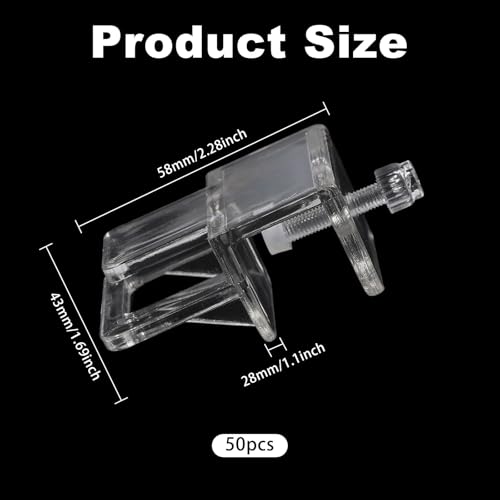 GLOBLELAND 12 Pcs Clear Acrylic Aquarium Lid Clips 28 mm Low Profile Fish Tank Cover Holder Rimless Tank Support Clamps for Glass Plastic Tops