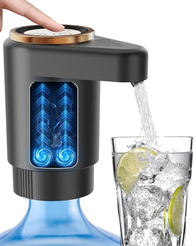 Water Jug Pump for 5 Gallon Bottle – Portable Electric USB-C Charging Dispenser, Dual Powerful Motors, Fast Flow, Fits 2-5 Gallon Jugs – Ideal for Home, Office, Camping, RV, Dark Black - color: Dark Black