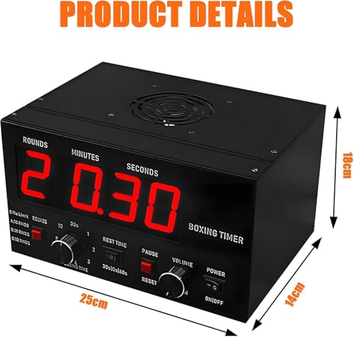 Professional Gym Timer Classic Boxing Interval Timer with Beep Portable Boxing Training Timer with LED Display 1-12 Challenge Rounds Gym Interval Timer Blue