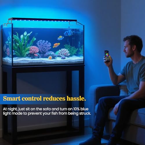 Full Spectrum Aquarium Light：Fish Tank Light with APP & Remote Control for Plants Growth - Fish Lamp for Live Fishes Aquatic Pet Lovers - 24-31 Inch Freshwater Saltwater Aquarium Decor