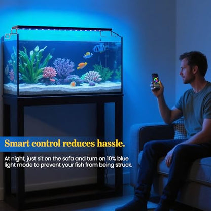 Full Spectrum Aquarium Light：Fish Tank Light with APP & Remote Control for Plants Growth - Fish Lamp for Live Fishes Aquatic Pet Lovers - 24-31 Inch Freshwater Saltwater Aquarium Decor