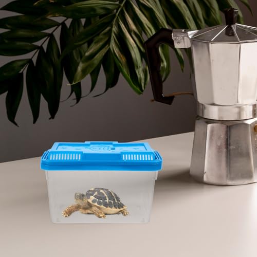 Portable Plastic Aquarium Tank with Blue Turtle Pattern, Medium-Sized Handheld Fish Breeder Box Suitable for Betta Fish, Turtles, and Small Reptiles Transport