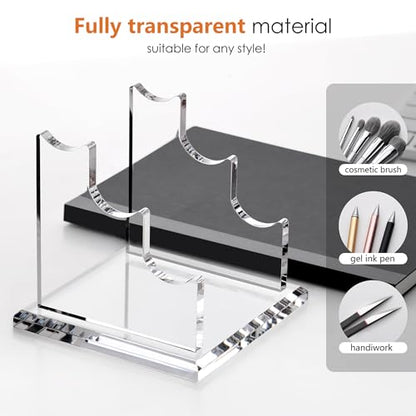3 Tier Acrylic Pen Holder Display Stand, Fountain Pen Pencil Makeup Brush Rack, Ballpoint Pen Showholder, Paintbrush Drying Rack Organizer Desk for Home School Office or Store Use - style: 3 Tier