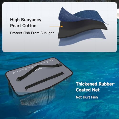 SANLIKE Floating Fishing Basket Collapsible Fishing Net Cage, Rubber Coated Net Fish Basket for Live Caught Fish Minnows Bait Bucket Minnow Trap, 24L/40L/59L，Black/Grey - color: S-24L-Grey