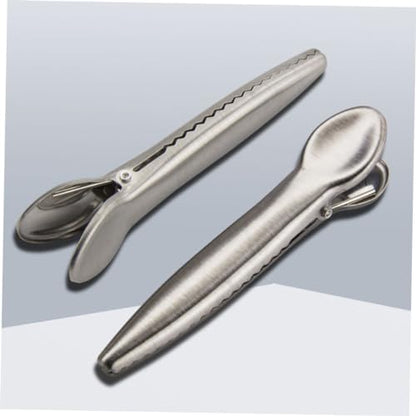 Cabilock 4pcs Multi-Functional Food Containers Lids Sealing Clips Stainless Steel File Clip Office Home Fixing Clamp