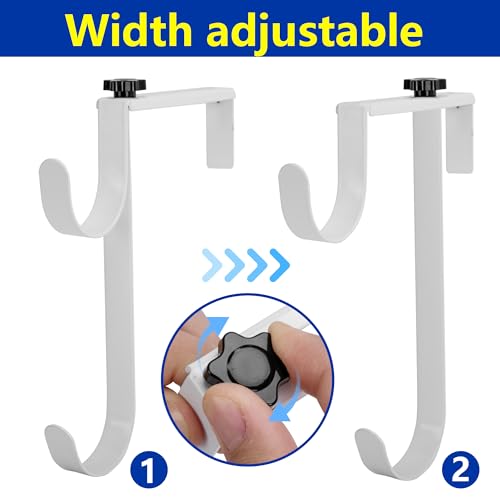 2 Pcs Double Pool Fence Hooks for Pool Equipment, Adjustable Pool Pole Hanger Holder, Rustproof Swimming Pools Skimmer Pole Hooks for Hanging Tool, Hose, Leaf Rakes, Nets Pool-Accessories (White)
