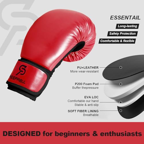 Boxing Gloves for Men & Women, Beginner Kickboxing, 8-16oz - color: Red Blood, size: 12oz