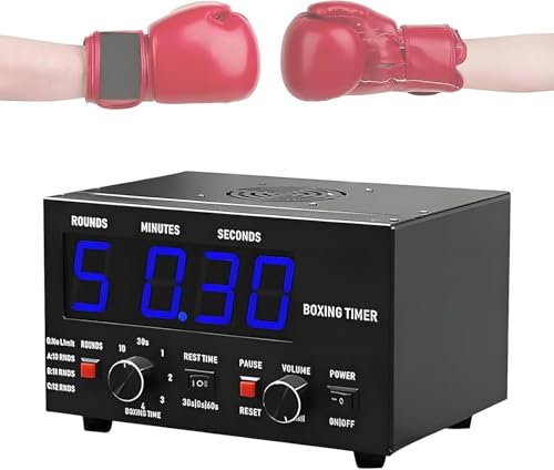 Professional Gym Interval Timer,Classic Boxing Round Timer,with Adjustable Buzzer Alarm,with LED Display,Selectable Training Time & Cycle Repetitions Blue - color: Blue