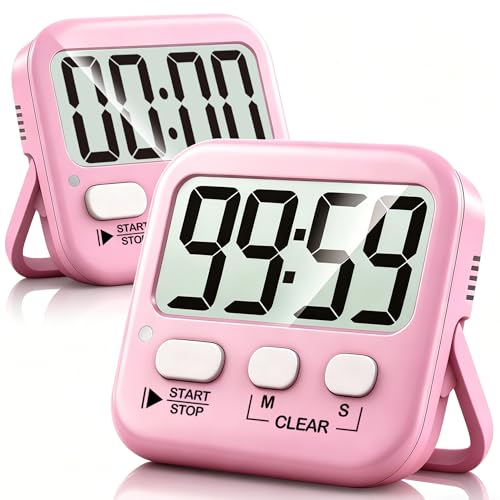 Antonki 2 Pack Digital Timer for Kids Classroom Kitchen Timers for Cooking - color: Relaxing Pink