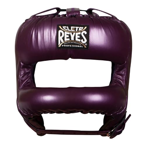 CLETO REYES Boxing Headgear with Face Bar for Men and Women, Protective Head Guard Face Saver, Sparring Fighting Sports - color: Metallic Purple