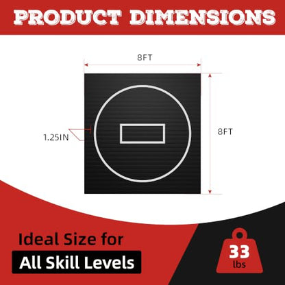 Wrestling Mat for Home Training BJJ MMA Jiu Jitsu Roll Up Mat - color: Black, size: 8FTx8FTx1.25inch