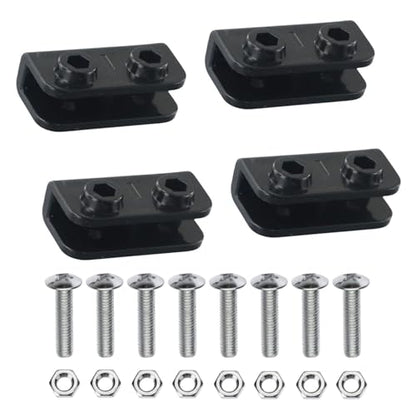 (4 Sets) 2-Way Pop-up Event Shelters Gazebo Replacement Connector,with 8 Stainless Steel Screws,Canopy Tent Replacement Parts Black Rectangular Bracket Truss Connector Canopy Replacement Parts