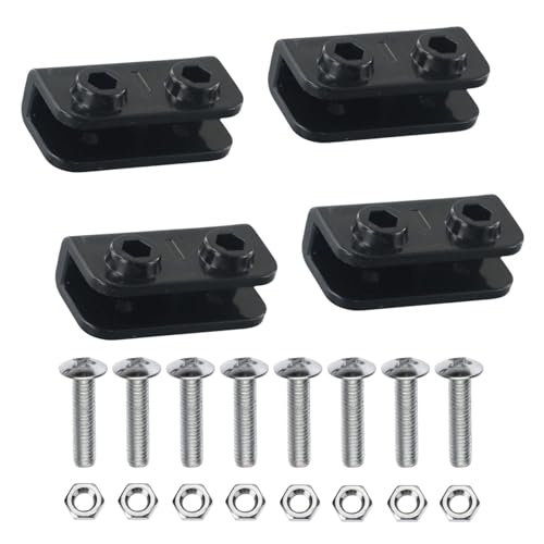 (4 Sets) 2-Way Pop-up Event Shelters Gazebo Replacement Connector,with 8 Stainless Steel Screws,Canopy Tent Replacement Parts Black Rectangular Bracket Truss Connector Canopy Replacement Parts