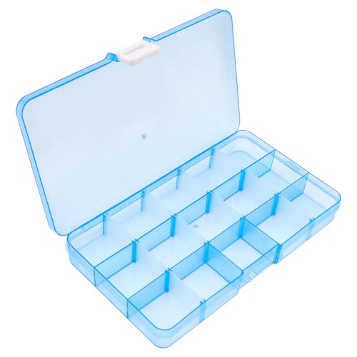 1pcs 17x10CM Plastic Organizer Storage Box with Adjustable Dividers, Jewelry Storage Container Box for Office Supplies Beads Crafts Fishing Tackles (Blue) - color: Blue