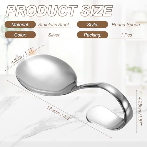 uxcell Stainless Steel Curved Handle Spoon, Mirror Polished Oval Bent Serving Spoons for Home Restaurants Kitchen Dining Salad Seafood Sushi Buffet Cooking Utensils, Silver - color: Silver
