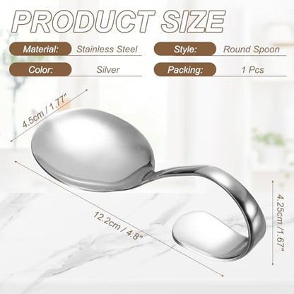 uxcell Stainless Steel Curved Handle Spoon, Mirror Polished Oval Bent Serving Spoons for Home Restaurants Kitchen Dining Salad Seafood Sushi Buffet Cooking Utensils, Silver - color: Silver