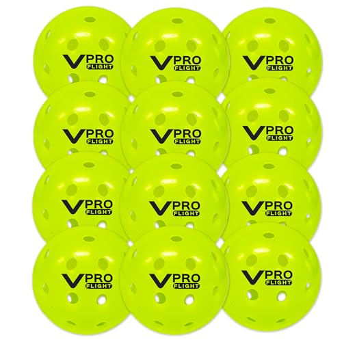 Vulcan | VPRO Flight Outdoor Pickleball Official Ball of the PPA Tour & MLP | 3, 6, 12, 36 & 100 Ball Pack | Hi-Vis Yellow - color: 12-Pack - Hi-Vis Green