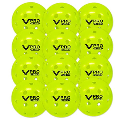 Vulcan | VPRO Flight Outdoor Pickleball Official Ball of the PPA Tour & MLP | 3, 6, 12, 36 & 100 Ball Pack | Hi-Vis Yellow - color: 12-Pack - Hi-Vis Green