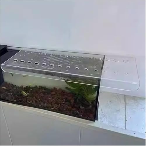 Aquarium Anti-Jump Cover， Clear Acrylic Ventilation Anti-Jumping Hood with Vent Port Custom & Cuttable(L60xW40cm(23.6x15.7in))