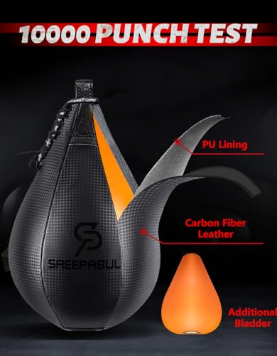 Speed Bag,Speed Bag for Boxing,PU Leather Reflex Training Pear Shaped Punching Bag,Fast Reaction Skills Development Perfect for Kids Teens Adults Boxing Coaches - color: Maya Black (10" x 7")