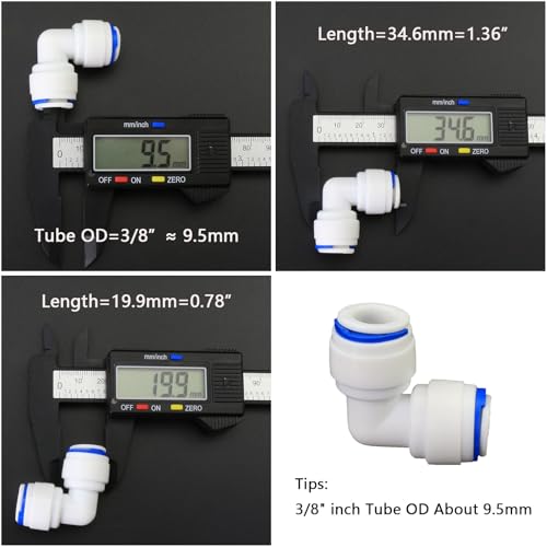 1/4" Push-Fit Elbow, 5 Pcs | Plastic push-to-connect fitting for RO water filtration, pre-purifier, refrigerator & coffee maker. - style: 3/8" Push-to-Connect Elbow Fitting